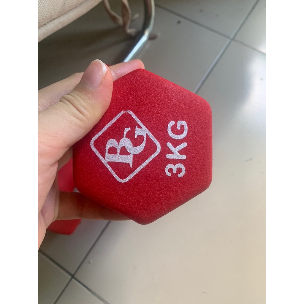 Ảnh BG Cặp tạ tay lõi thép đặc bọc cao su nhám 5KG RED thái lan tập Gym 3