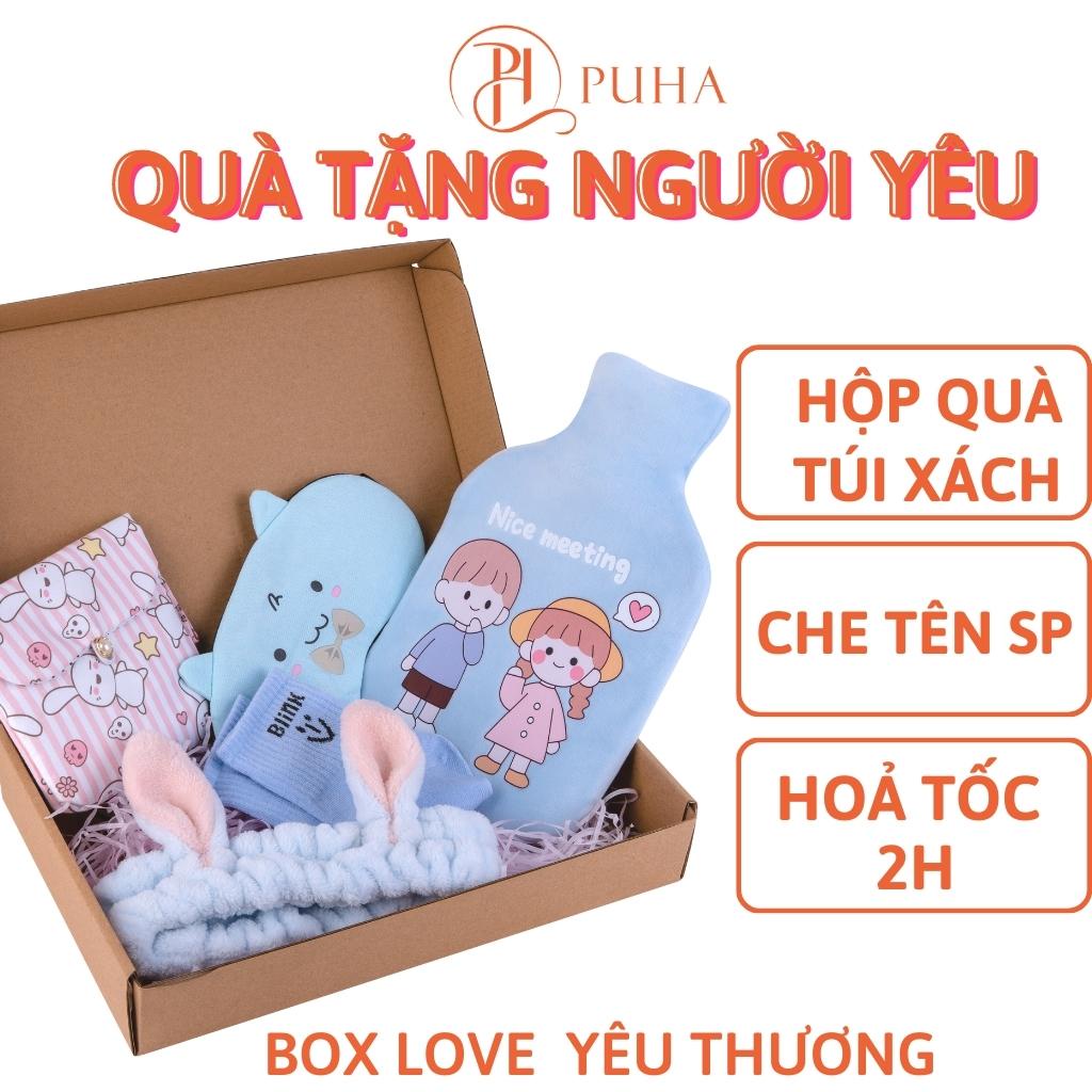 Túi chườm nóng bụng kinh PUHA, chờm ấm đau cho bạn giảm đau cho bạn nữ, quà tặng sinh nhật bạn gái mẫu love you