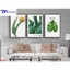 Bộ 3 Tranh Lá Cây Xanh Treo Tường , Tranh Tráng Gương ( Bộ 3 Tấm )