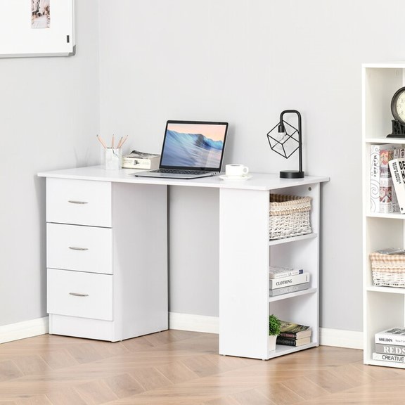 Ảnh NEVA, Bàn làm việc 3 ngăn tủ kéo kèm kệ sách DEK_062, 120x48x77cm, Scandi Home 1