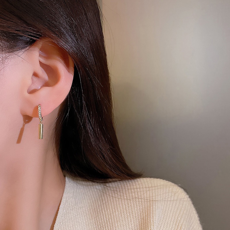 Bông Tai Mạ Bạc 925 Hình Cột Nút Thời Trang Cho Nữ