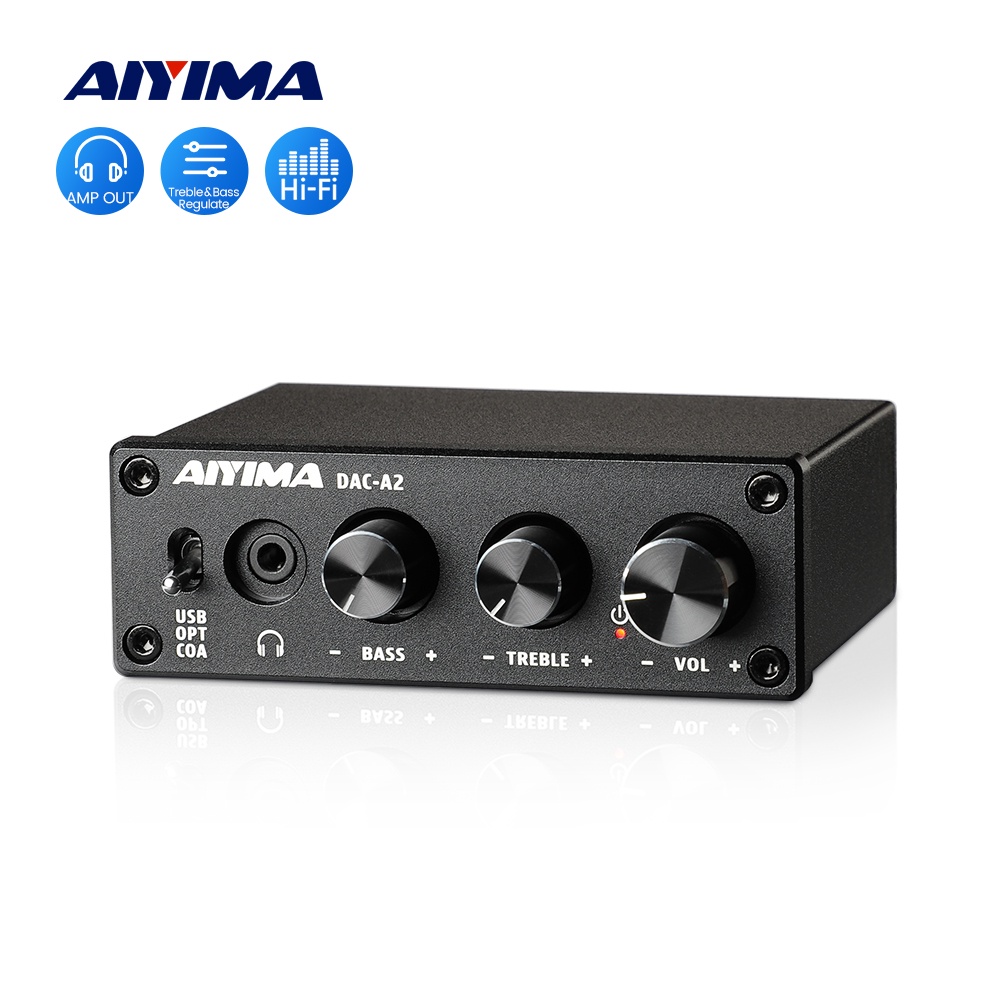 Bộ khuếch đại tai nghe AIYIMA DAC-A2 DAC có điều khiển âm trầm Đầu vào PC-USB / Quang học / Đồng trục Tai nghe RCA / 3.5mm Ouput Bộ chuyển đổi âm thanh máy tính để bàn kỹ thuật số sang Analog 5V 24Bit 192kHz | BigBuy360 - bigbuy360.vn