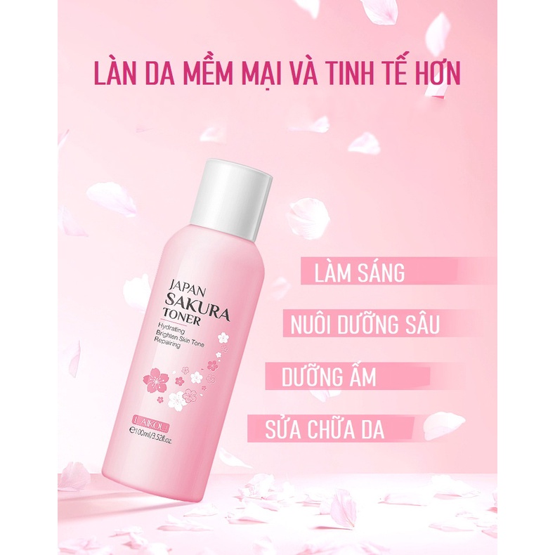 Nước Hoa Hồng Japan Sakura Toner 100ml Cân Bằng Độ Ẩm Và Giàu Khoáng Chất Làm Mịn Da, Dưỡng Ẩm, Se Khít Lỗ Chân Lông