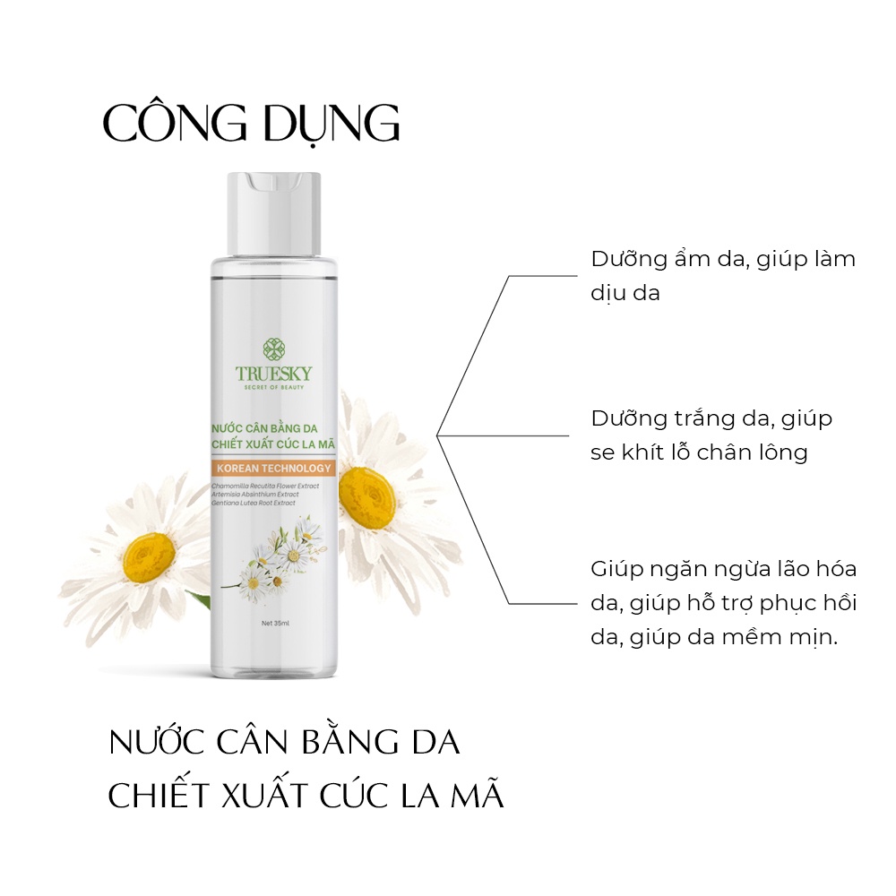 Ảnh Toner chiết xuất cúc la mã Truesky giúp dưỡng ẩm, dưỡng trắng da 70ml 3