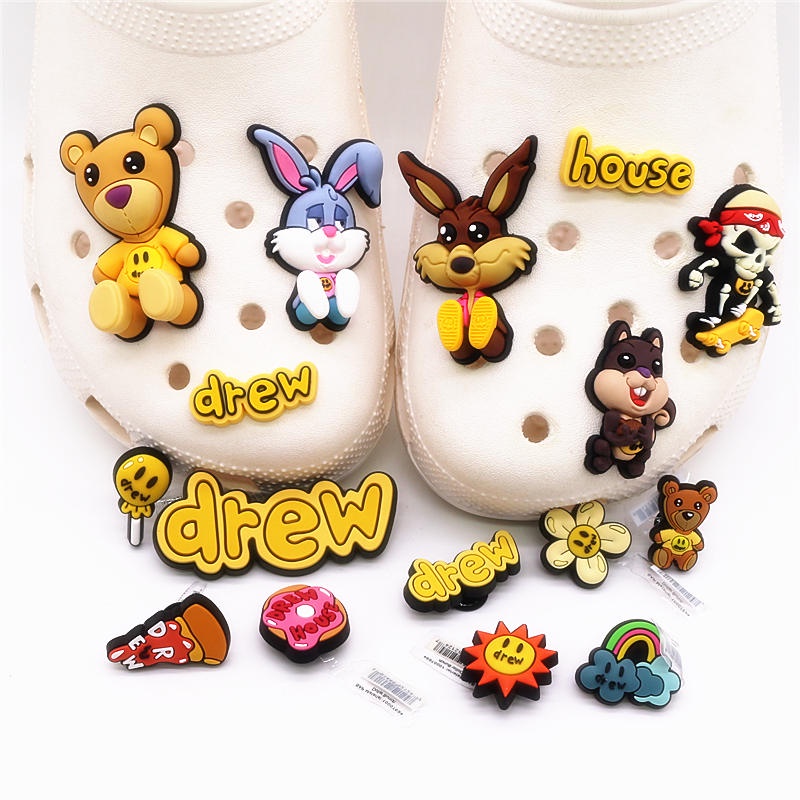 Jibbitz Crocs Phụ kiện khóa giày Justin Bieber drew house PVC giày phù