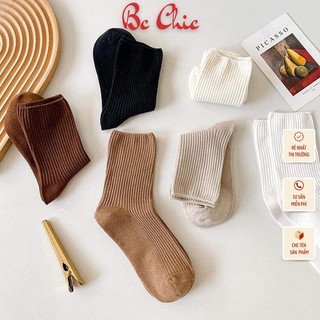Tất nam nữ trơn cổ trung chât cotton gân dày dặn siêu đàn hồi T797 BC_CHIC LINGERIE