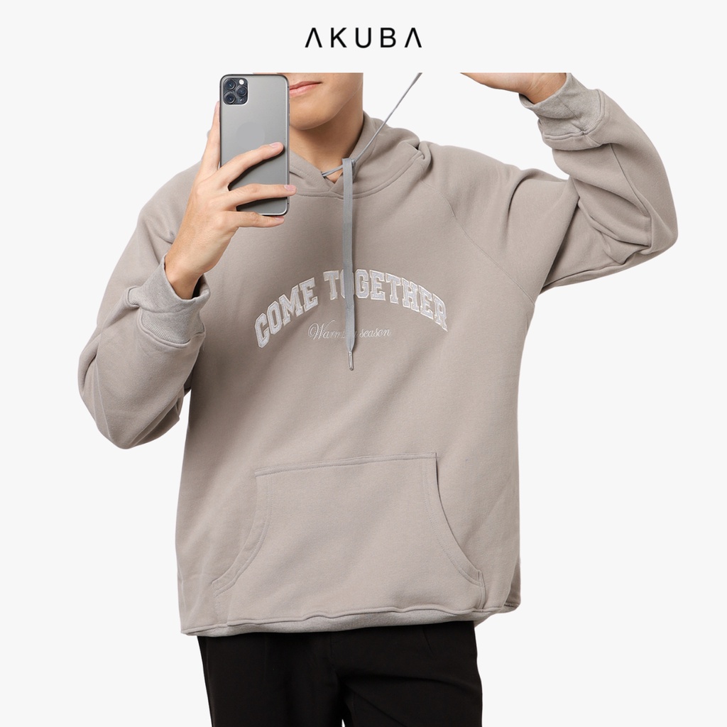 Áo khoác hoodie nam AKUBA in chữ, form oversize, chất liệu dày dặn, bền màu 01J0113