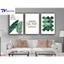 Bộ 3 Tranh Lá Cây Xanh Treo Tường , Tranh Tráng Gương ( Bộ 3 Tấm )