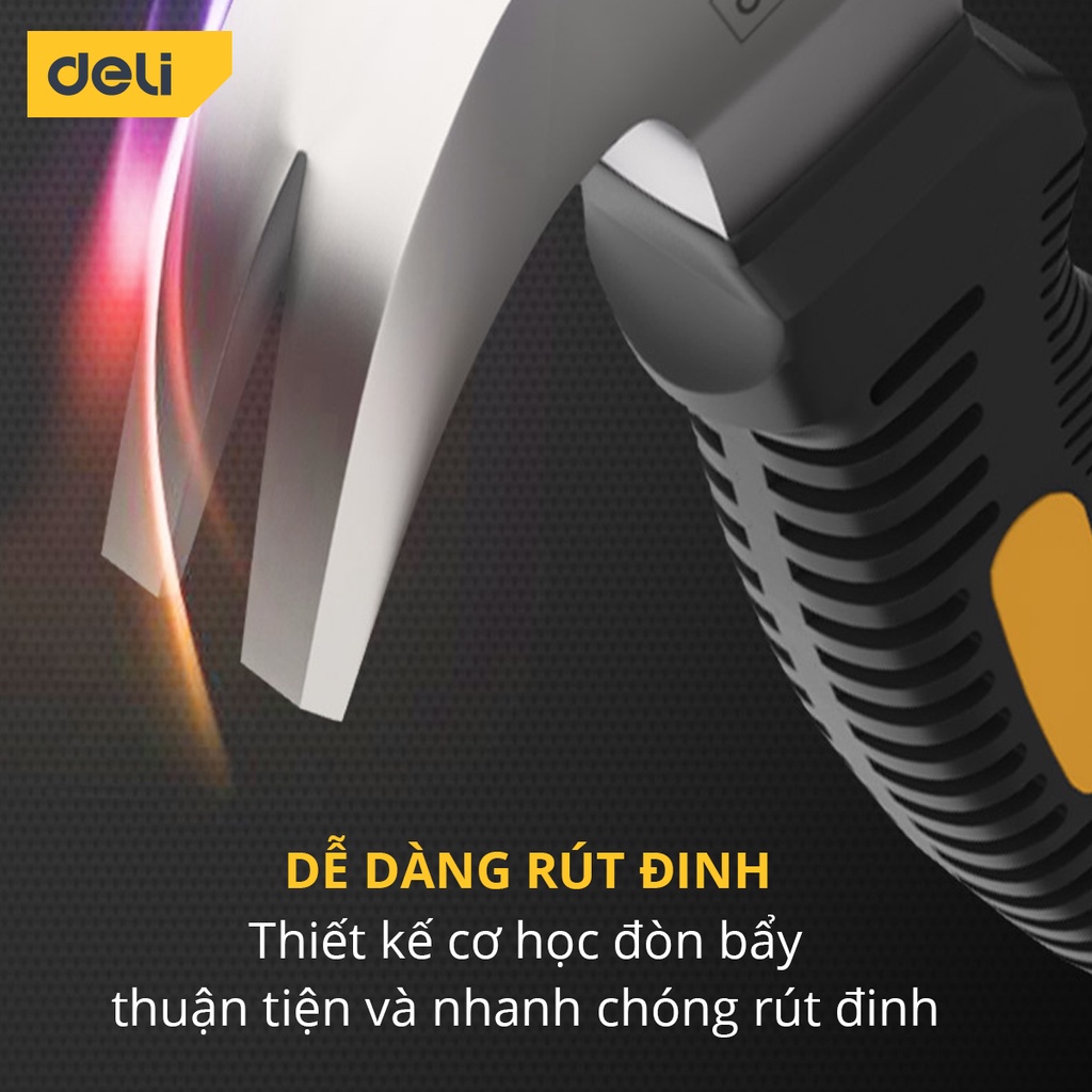 Búa Lùn Nguyên Khối Deli – Nhỏ Gọn, Tay Cầm Bọc Cao Su, Đóng Nhổ Đinh Dễ Dàng