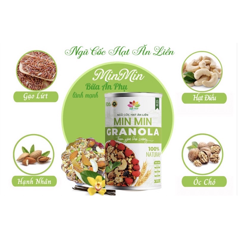 Ảnh Ngũ cốc hạt ăn liền Granola Min Min hộp 500g 3