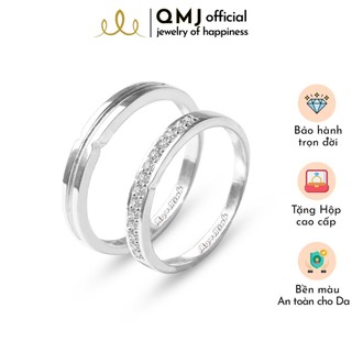 Men's 925 Silver Couple Rings, engravable by QMJ Store -Vàng bạc Quang Minh