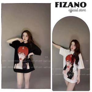 Áo thun nữ form rộng tay lỡ in hình cô gái dễ thương chất mịn mát không xù fizano
