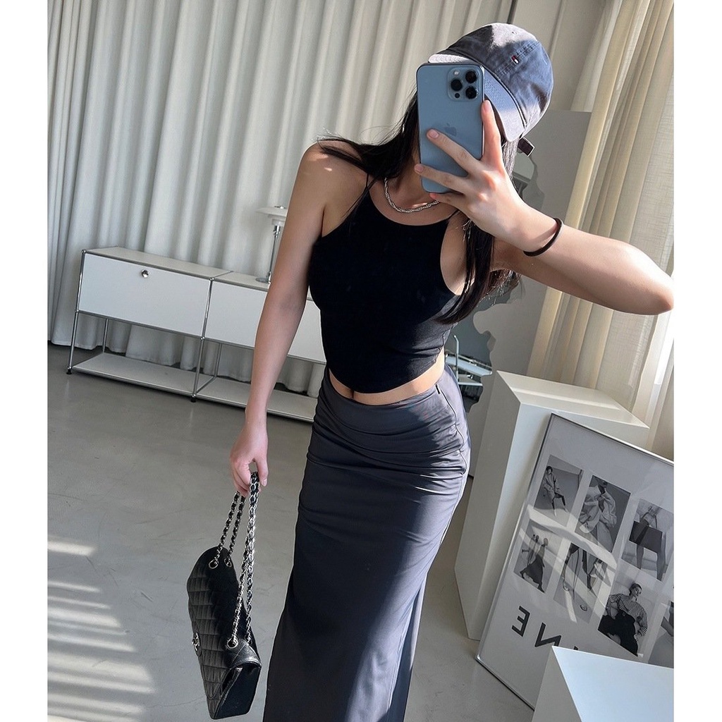 Áo Bra 2 Dây Croptop Sợi Bún Có Đệm Nâng Ngực Dáng Ôm Thoáng Mát 1868