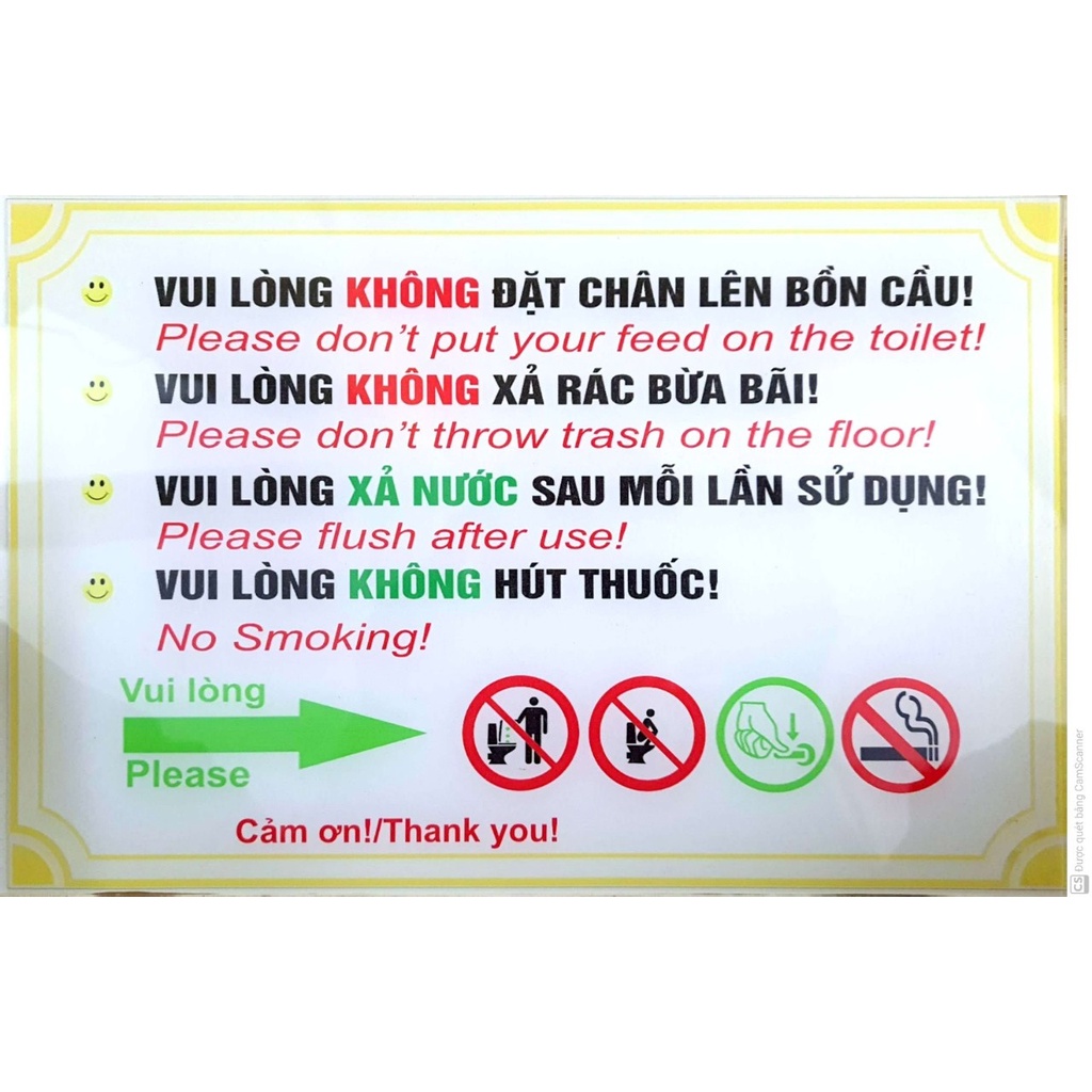 Bảng Nội Quy Nhà Vệ Sinh BEDO Dán Tường Chống Thấm Nhắc Nhở Giữ Vệ Sinh Văn Minh Lịch Sự