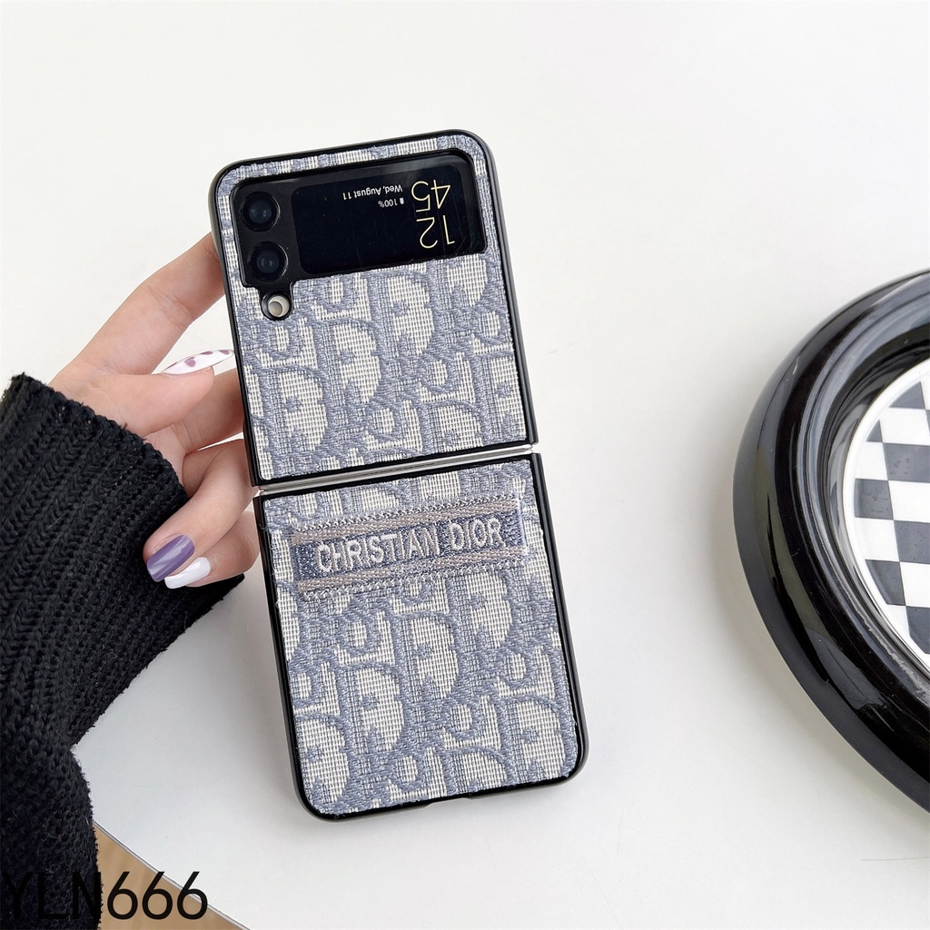 Dành Cho Samsung Galaxy Z Flip 6 5 4 3 5G D Vải Ốp Lưng Điện Thoại Thời Trang Cổ Điển Gấp Lưng Điện Thoại Vỏ Bảo Vệ