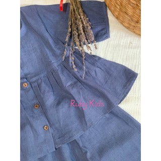 JUNE LINEN - Bộ Linen bé gái 4-20kg. Áo bèo lai và quần suông. SG#001 Hỏa Tốc