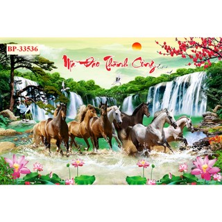 Tranh 3D Mã Đáo Thành Công Dán Tường Nhiều mẫu mã đa dạng