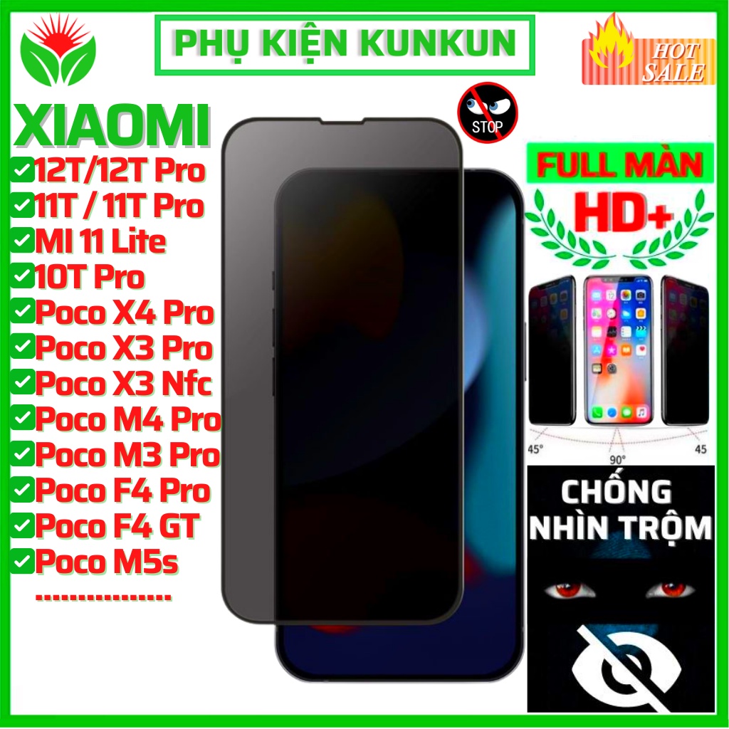 Cường lực chống nhìn trộm Xiaomi 12T Pro 11T Pro 5G Mi 11 Lite 5G Ne Poco X3 Pro X3 Nfc F4 F3 M5 M5s M4 M3 Pro X4 GT X5
