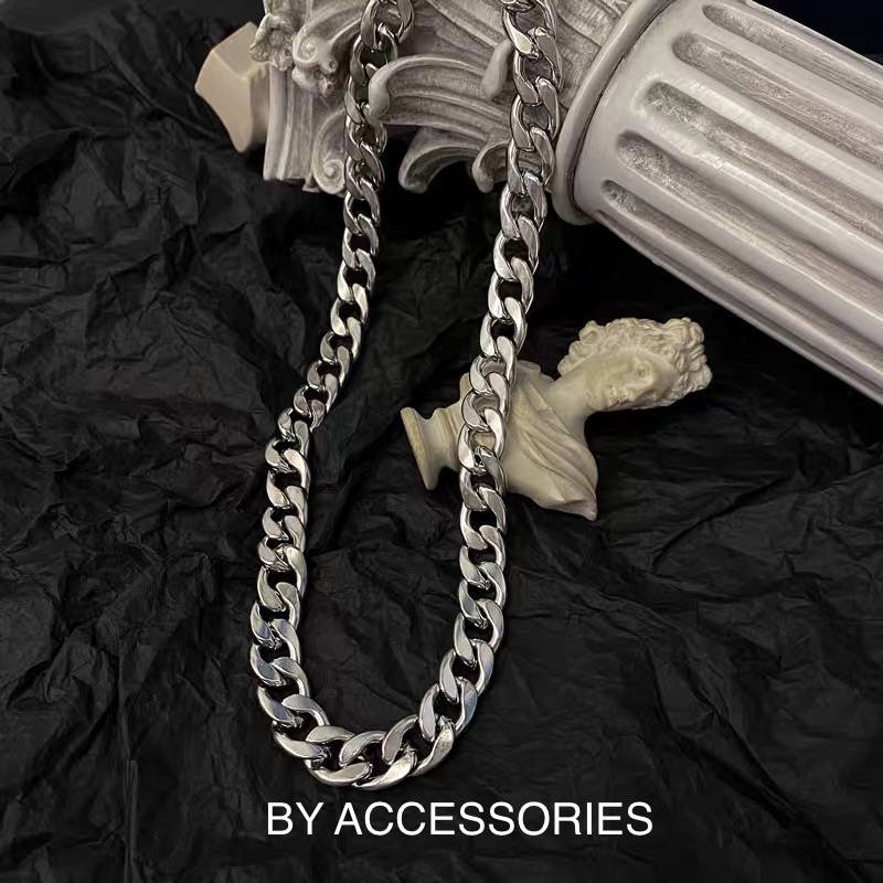 Vòng cổ titan unisex xích ngắn bản to không gỉ UN191007