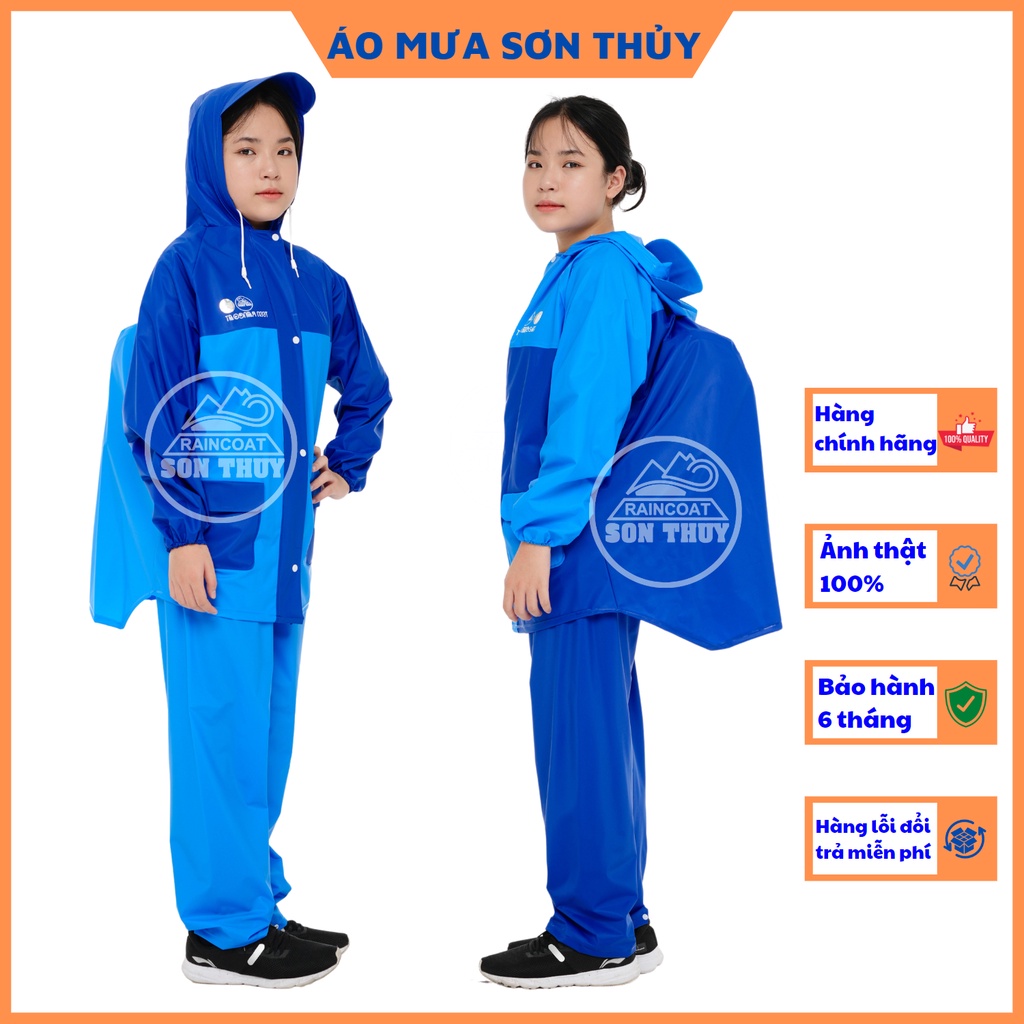 Bộ mưa trẻ em tuổi teen và người lớn cao 1m4-1m52, bộ áo mưa nhựa PVC cao cấp dày dặn, màu sắc tươi sáng cho học sinh | BigBuy360 - bigbuy360.vn