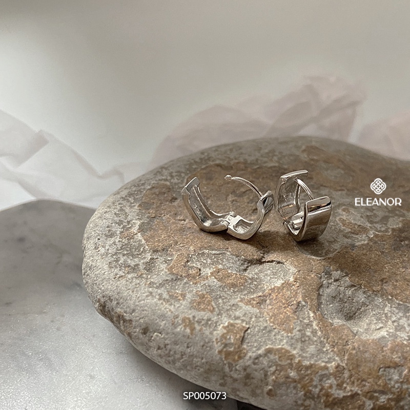 Bông tai nữ chuôi bạc 925 Eleanor Accessories viền trơn khuyên tai basic phụ kiện trang sức 5073