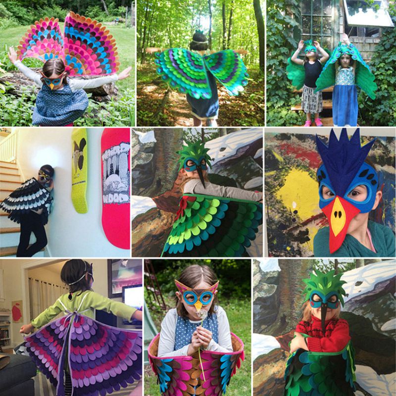Trang Phục Halloween Chim Cánh W Mặt nạ Trẻ Em Trang Phục Động Vật Lạ Mắt Cosplay