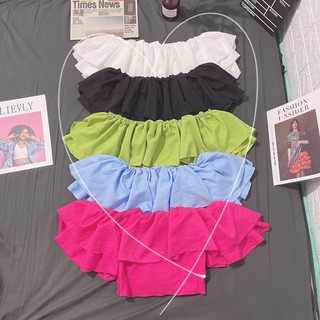 Áo croptop bẹt vai bèo xinh chạy nhún sao ôm đen trắng đẹp VANISA A100