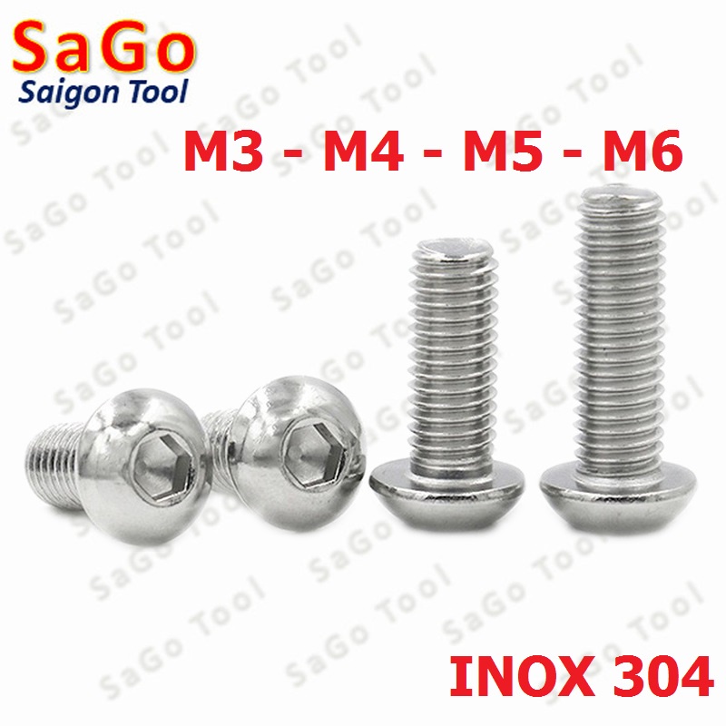 Ốc vít inox, Bulong inox lục giác đầu dù Inox 304 M3 M4 M5 M6 M8 (10 ...