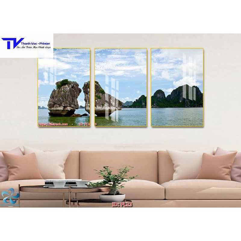 Tranh Treo Tường Sơn Thuỷ Ngang , Tranh Tráng Gương ( Bộ 3 Tấm )