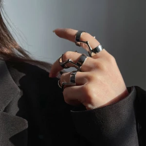 GODD Gothic Rock Bản Lề Cyberpunk-Duble Loop Long Ring Trang Sức Thời Trang