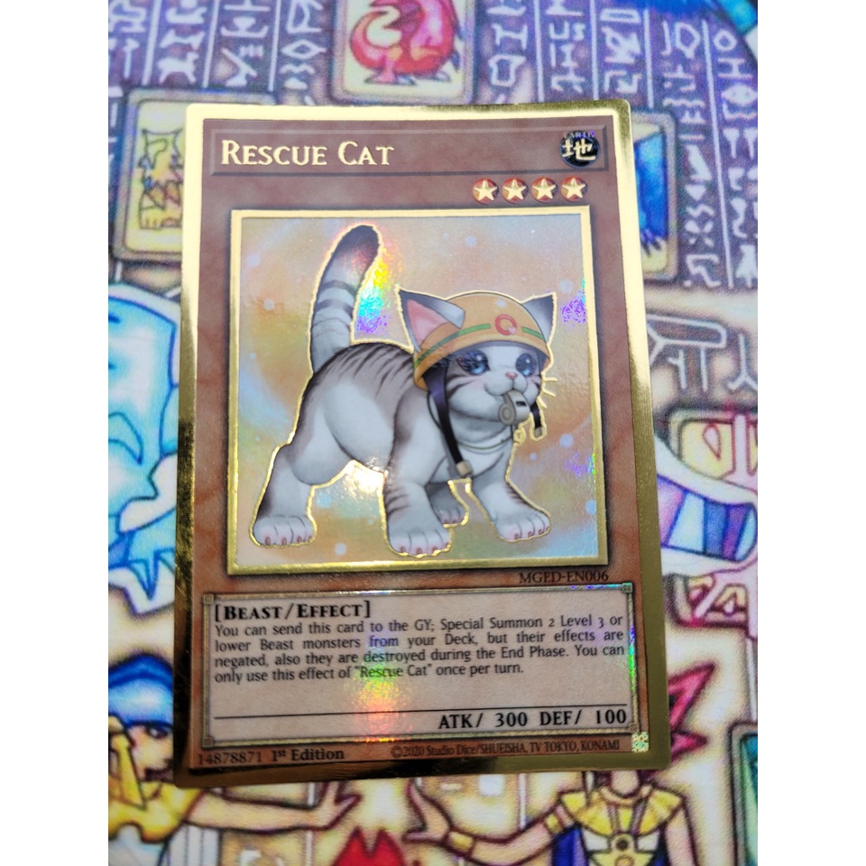 rescue cat yugioh card Yugioh Rescue Cat MGED-EN006 Gold Rare 1st Edition Near Mint