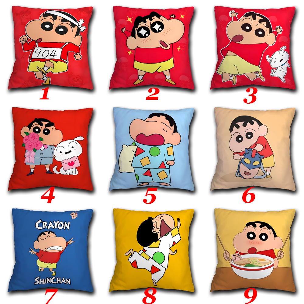 Vỏ Gối Polyester Một Mặt In Hình Cậu Bé Bút Chì Shin-chan Dễ Thương Trang Trí Nhà Cửa / Xe Hơi (Không Kèm Lõi)