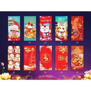 100 Bao Lì Xì Cao Cấp Mẫu Thuận Buồm Xuôi Gió May Mắn, kt 8x16cm