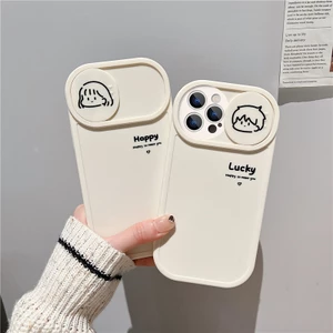 Ốp điện thoại iphone nắp trượt tròn cặp đôi happy lucky 6/6splus/7/7plus/8/8plus/x/xs/11/12/13/14/pro/max/plus/promax