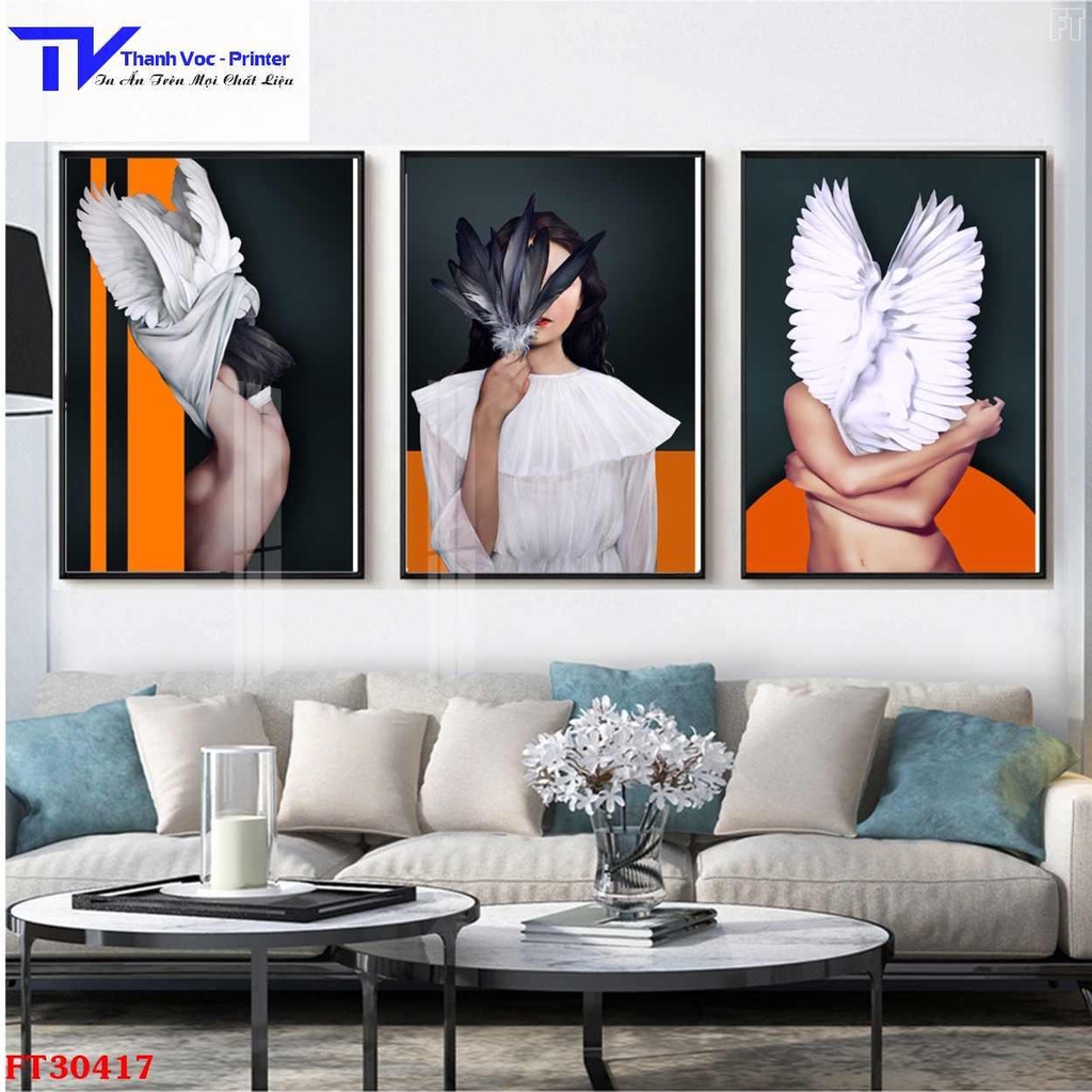 Tranh Treo Tường Cô Gái Hiện Đại Ngang, Tranh Tráng Gương ( Bộ 3 Tấm ) Làm Nổi Bật Lên Sự Cá Tính Của Bạn