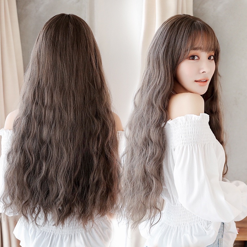 [TẶNG LƯỚI TRÙM] TÓC GIẢ BỘ MÁI THƯA XOĂN SÓNG LƯỚI HOA CAO CẤP