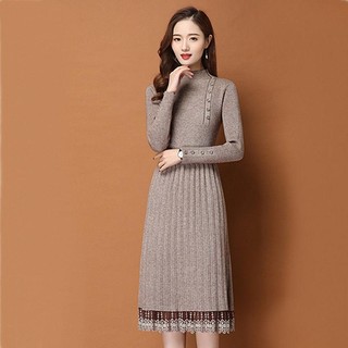 Đầm Dệt Kim Cổ Cao Dáng Dài Thời Trang Thu Đông 2021 Cho Nữ