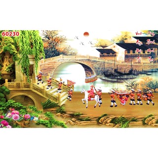 Tranh Vinh Quy Bái Tổ Vải Lụa 3D Cao Cấp giá rẻ