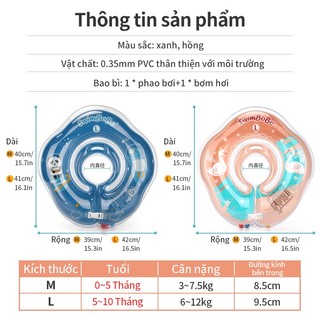 Phao Bơi Cho Bé 0-10 Tháng, Vòng Bơi Đeo Cổ Chống Lật, Thiết Kế Thoáng Khí An Toàn Cho Trẻ Sơ Sinh