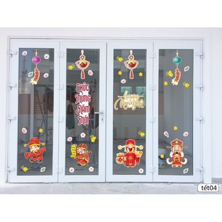 Decal dán trang trí Tết P1 ( được bế sẵn, chỉ cần lột ra dán như sticker )