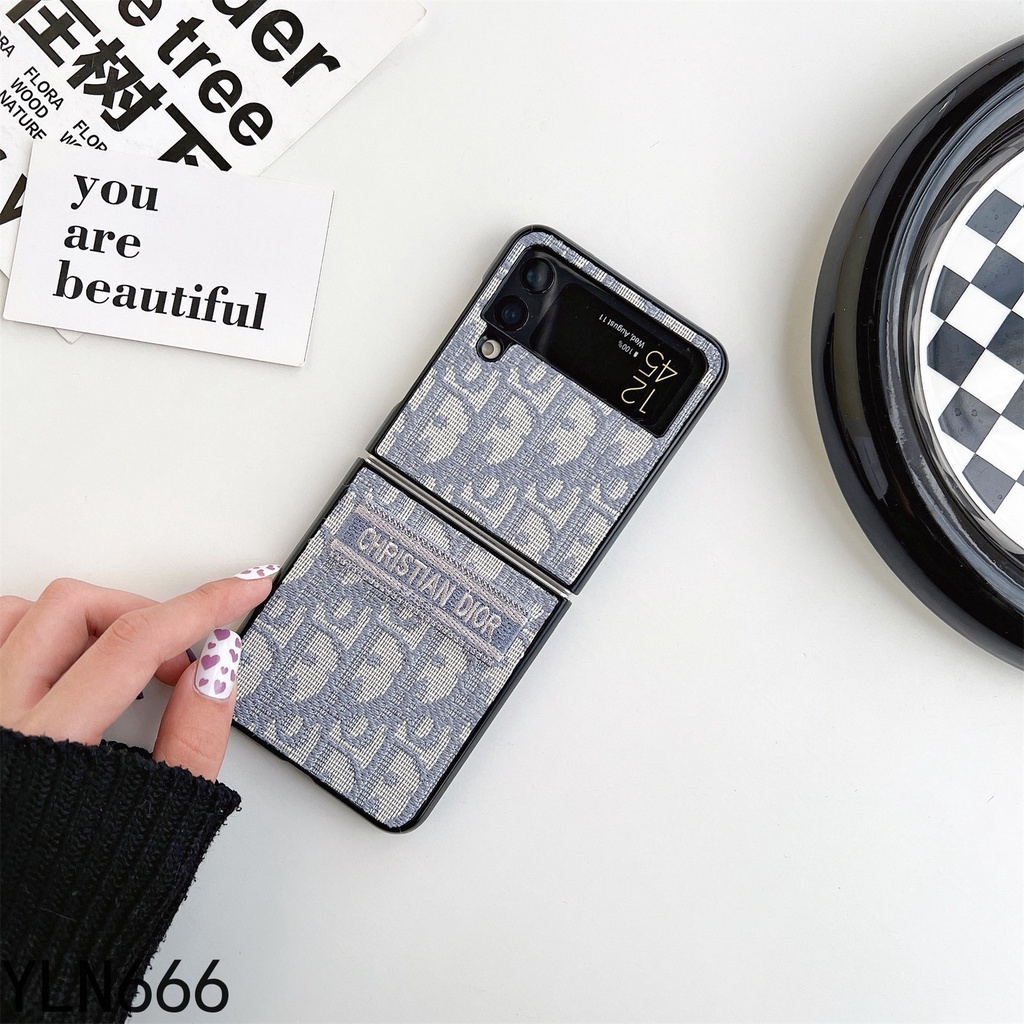 Dành Cho Samsung Galaxy Z Flip 6 5 4 3 5G D Vải Ốp Lưng Điện Thoại Thời Trang Cổ Điển Gấp Lưng Điện Thoại Vỏ Bảo Vệ