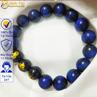 Vòng tay tam hợp thân tý thìn - Chất liệu mắt hổ xanh dương - Size 8 10 12ly - Bảo hành 12 tháng