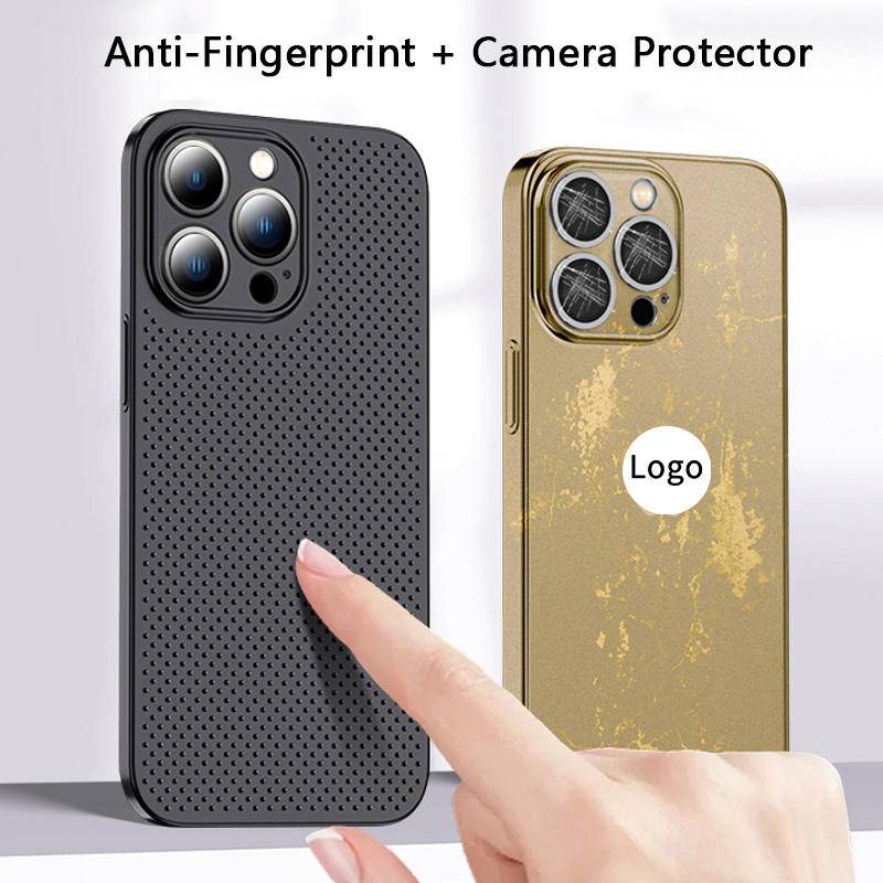 Ốp tản nhiệt lưới làm mát siêu mỏng cho iPhone 14 13 12 11 Pro Max Plus Thoáng khí mờ mỏng cứng chống sốc