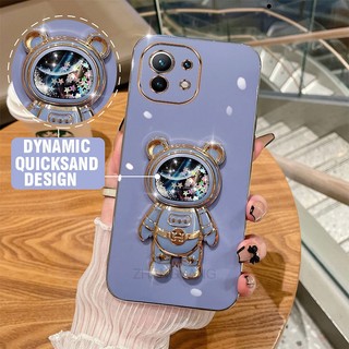 ốp lưng Xiaomi 11 Xiaomi 11 lite Xiaomi 11t 11t pro Ốp Điện Thoại TPU silicone Mềm Mạ Điện 3D Có Giá Đỡ Hình Gấu Kim Tuyến Cho Xiaomi 11 Xiaomi 11 lite Xiaomi 11t 11t pro