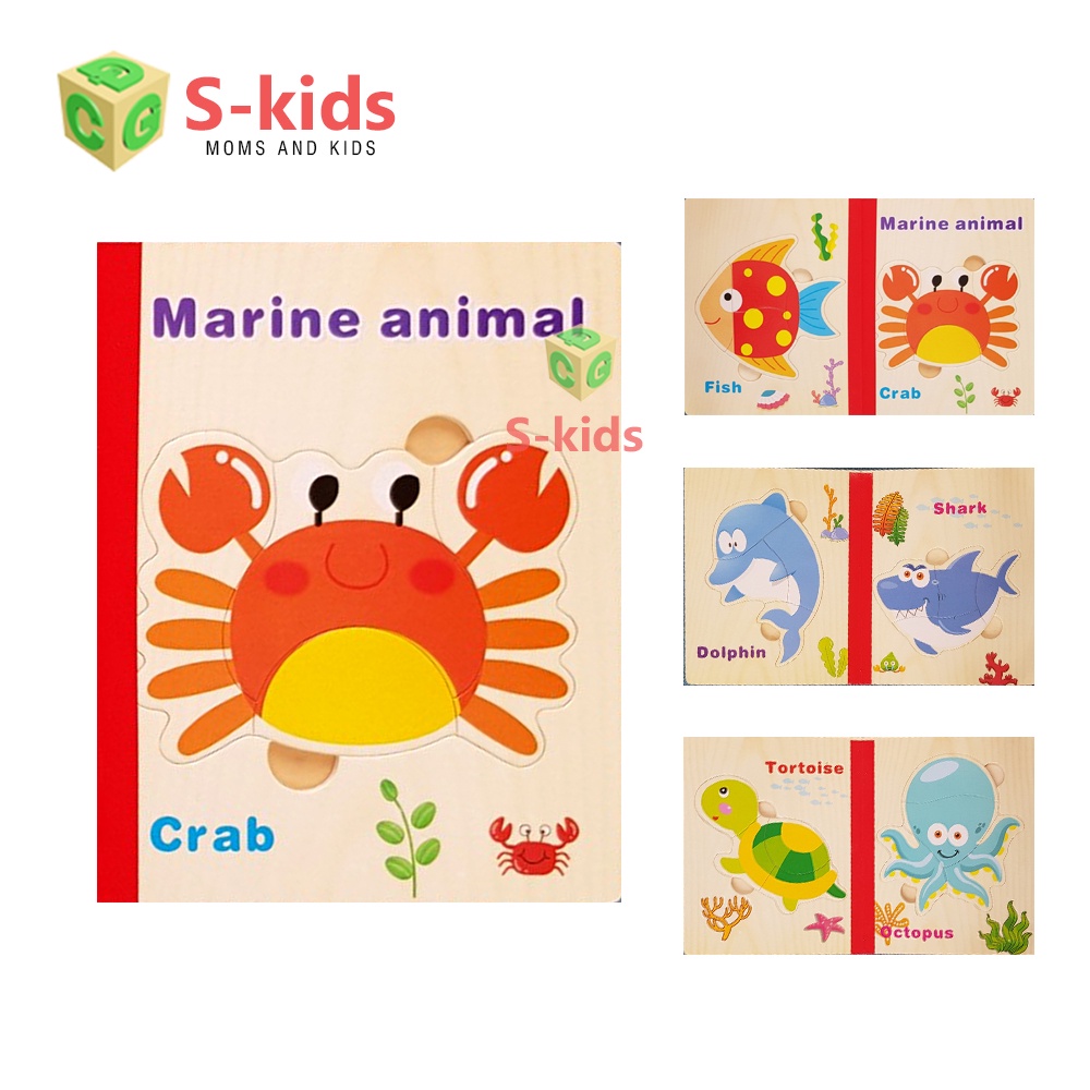 Đồ Chơi Xếp Hình S-Kids, Sách Gỗ Ghép Hình Thông Minh Cho Bé.