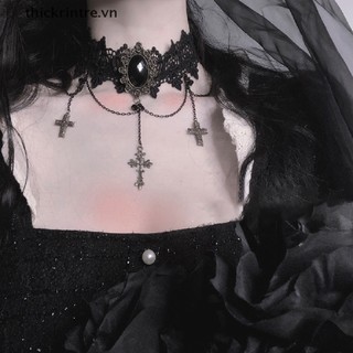 Vòng Cổ Choker Ren Phối Tua Rua Phong Cách Gothic Thời Trang Halloween