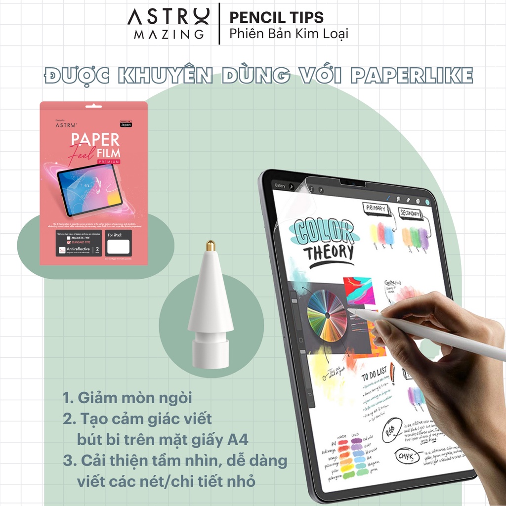 Ảnh Ngòi AstroMazing thay thế cho Apple Pencil 1 2 cao cấp chống mòn cho paperlike 2