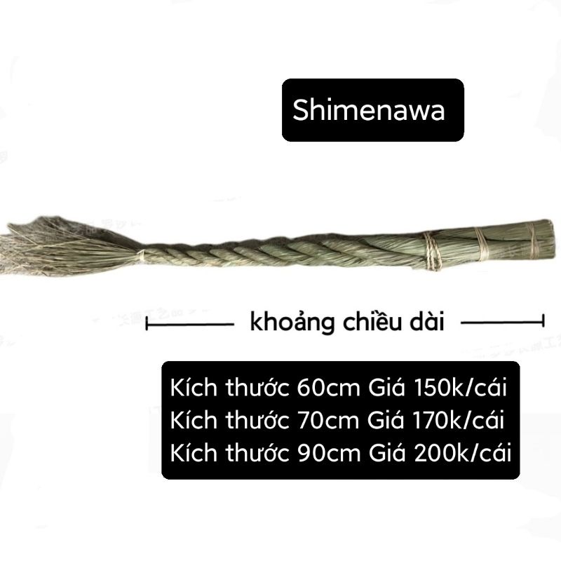 Shimenawa dây rơm khô cuộn dài trang trí Tết Nhật