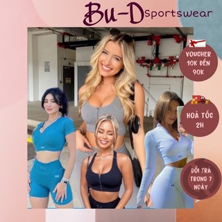 Bộ đồ thể thao tập gym,yoga nữ BOTEE FLEX ZIP chất dệt gân dày dặn thấm hút mồ hôi (TÁCH LẺ BÁN)
