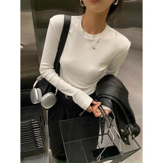 Áo len thun tăm croptop màu đen trắng basic dáng dài tay và cộc tay
